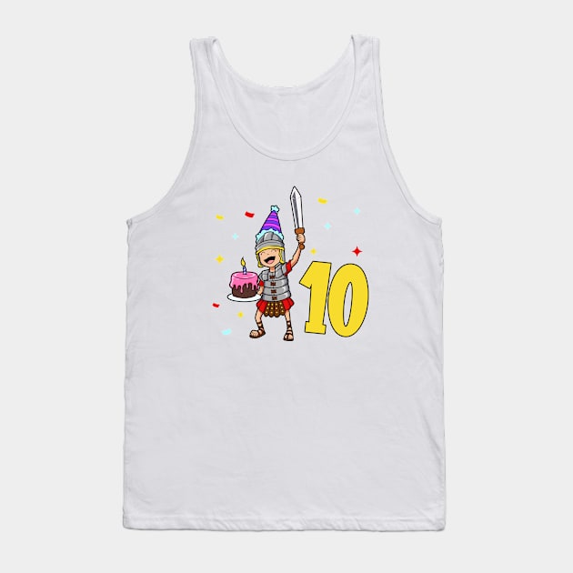 I am 10 with Centurion - kids birthday 10 years old Tank Top by Modern Medieval Design